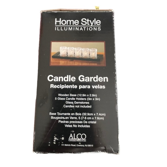 Home Style Illuminations Candle Garden Wood Base 5 Piece Glass Candle Holder Gem - Picture 3 of 5